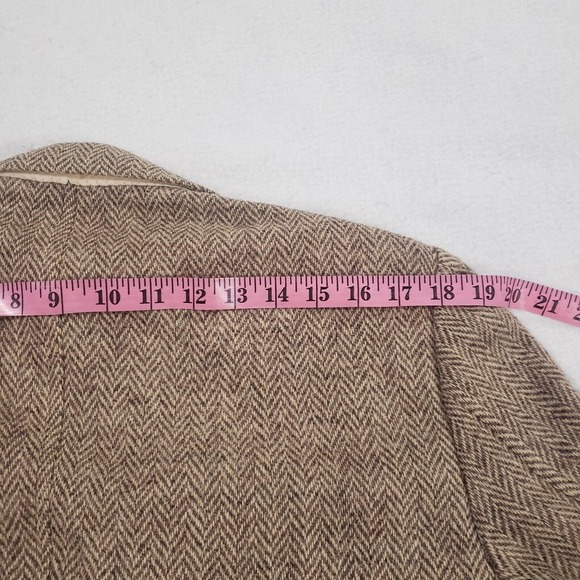 Vtg Harris Tweed Blazer Mens Brown Beige 44 Pure Scottish Wool Herringbone Tweed - Picture 15 of 16